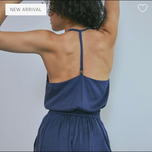 New $238 Lunya Washable Silk Wide Leg Crop Pant Set Pajamas in Deep Blue XS - Picture 3 of 14